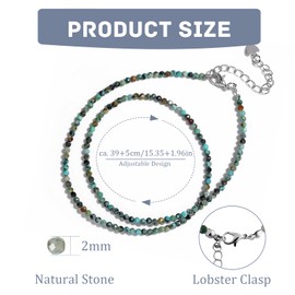 LOCCY Real Natural Stone Necklace for Women, 2 mm Pearl Necklace, Boho Crystal Necklace with Clasp for Women Girls for Mother's Day, Birthday, Christmas Gifts, 41 + 5 cm Length, Stone, No Gemstone