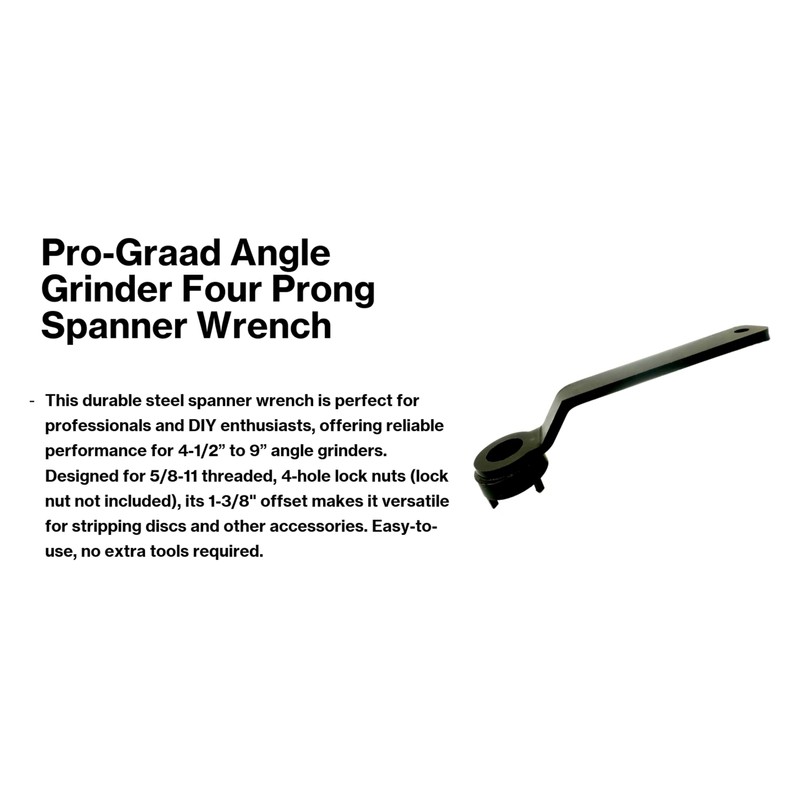 Pro-Graad Angle Grinder Wrench for 4-1/2”–9” Angle Grinders, 5/8-11 Threaded