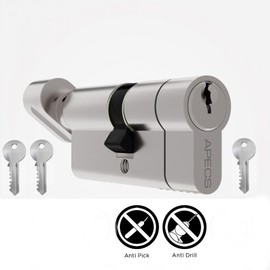 APECS 50T/45 Thumb Turn Euro Cylinder Lock, 95MM, 3 Keys,High Security for UPVC and Composite Doors