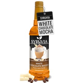 Syruvia Coffee Syrup, White Chocolate Mocha Flavored Syrup for Drinks, Lattes, and Desserts – 25.4 fl oz,