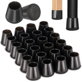 YTEACIUL Chair Leg Floor Protectors Small 24Pcs,Silicone Chair Leg Protectors for Hardwood Floors/Tiles,360°Wrapped Felt Bottom to Prevent Scratch and Reduce Noise, Round Black