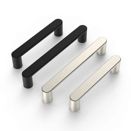 Amerdeco 10 Pack ZH0005MB Matte Black 5 Inch(128mm) Hole Centers Kitchen Cabinet Pulls Hardware Modern Kitchen Handles for Cabinets Cupboard Handles Drawer Pulls