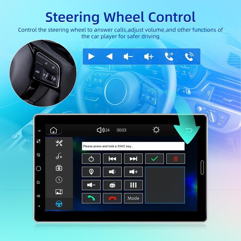 NHOPEEW Single Din 10 Inch Touchscreen Car Radio with Wireless