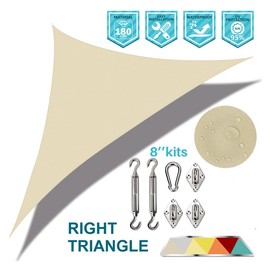 COARBOR Waterproof 16'x17'x23.3' Beige Sun Shade Sail Right Triangle Canopy Fabric Shade Cover with Hardware Kit Polyester for Deck Pergola Carport Patio Yard