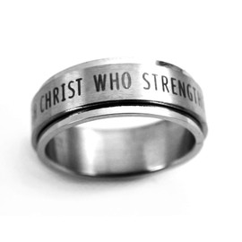 FORGIVEN JEWELRY RSS7 I Can Do All Things Stainless Steel Spinner Ring size 7-Christian Jewelry