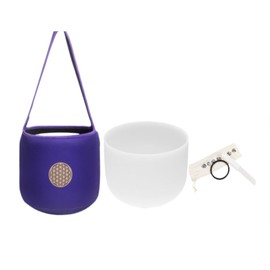 FMTY Singing Bowl 8 Inch, A Note Crystal Singing Bowl with Carrying Bag, Crystal Mallet, O-Ring Pure Quartz Crystal Sound Bowl for Meditation, Yoga, Spiritual Healing