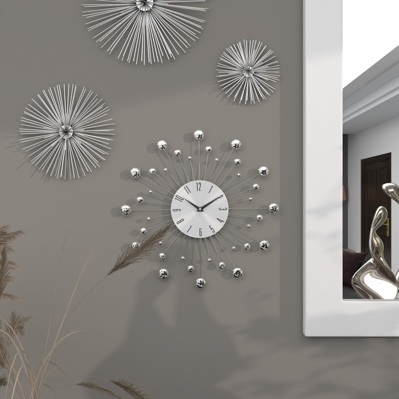 Deco 79 Metal Starburst Decorative Wall Clock With Crystal Accents