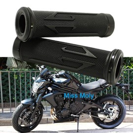 7/8" Motorcycle Hand Grips, Aluminium Motorcycle Rubber Grips for CBR Shadow Ninja GSXR YZF (Black)