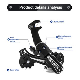 RainFlowwer Bike Rear Derailleur 6/7 Speed RD-TY21B Hanger Mount for Mountain Bicycle