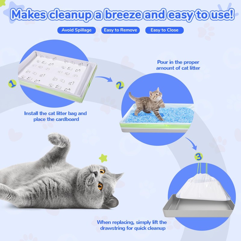 Cat Litter Liners with Anti-scratch Cardboard for Pet Scoop Free