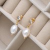 8-9 MM Freshwater Pearls Dangle Cubic Zirconia Bezel Set Stud