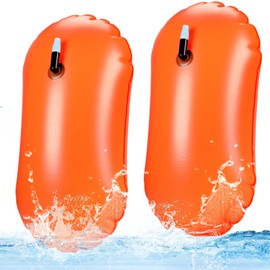 Seenelling Swim Bubble for Open Water Safety Swimmers with Adjustable Waist Belt Watertight Dry Bag for Swim Train Kayakers(Orange)