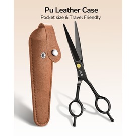 ULG Hair Cutting Scissors Professional Salon Shears 6.5-Inch Ultra Sharp Barber Scissors with PU Leather Case, Left/Right Symmetrical, Stainless Steel Haircut Scissors for Men, Women, Salon & Home Use