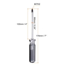 HARFINGTON 2pcs Magnetic Phillips Screwdriver 6x100mm Rod PH2 Carbon Steel Cross Head Screw Driver with Non-slip Handle for Appliances Repair Improvement, Black