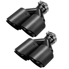 LCGP 2 Pack Carbon Fiber Exhaust Tip 2.5" Inlet to Dual 3.5" Outlet 9.8" Long Black Stainless Steel Y Pipe Tailpipe tip