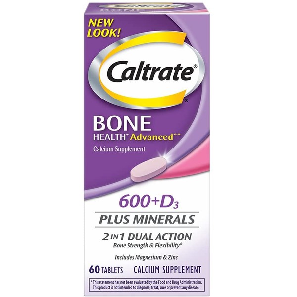 Caltrate 600+D3 Plus Minerals (60 Count) Calcium & Vitamin D3 Supplement Tablet, 600 mg