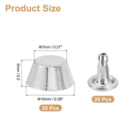 sourcing map 20 Pcs Screw Back Rivets, Zinc Alloy 3/8" Rivets Stud Handbag Purse Feet Flat Head Stud Buckle Button Cap Rivets for DIY Leather Craft Clothes Belt Bags, White