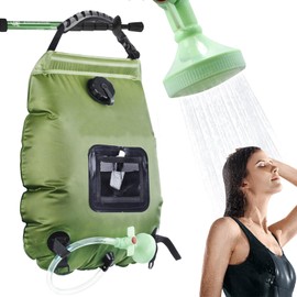 HISFFOG Solar Portable Shower Bag, 5 Gal/20L Solar Heating Camping Shower Bag with Removable Hose&On-Off Switchable Shower Head, Compact Camping Shower for Camping, Hiking, Traveling, Beach Swimming