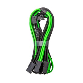 CableMod Pro ModMesh Sleeved 12V-2x6 12VHPWR 90° StealthSense PCIe Extension - Variant B (Black + Light Green, 90° 16-pin to Triple 8-pin, 45cm)