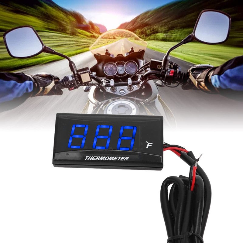 Motorcycle Water Temp Meter,DC12V Ultra Thin Digital Thermometer Instrument ABS