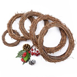 Pack of 5 Wreath Blank Vine Wreath Door Wreath Blank Wall Wreath Christmas Craft Wreath DIY Decoration Wreath Natural for Christmas Door Wreath Wooden Decoration Ornament Gate Wall Party Wedding (8,