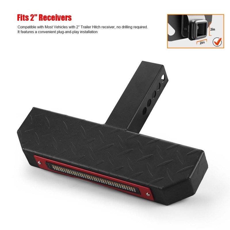 Heavy-Duty Hitch Step for 2" Receiver, 108 LED Brake Light