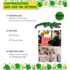 DolliBu Wild Collection Alligator Stuffed Animal with Green Plush Shamrock, Cute Green Shamrock Plush St Patricks Day Stuffed Animal Alligator, Good Luck St Patricks Day Toys for Kids, Baby - 18 Inch