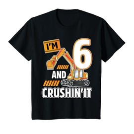 6 year old vehicles construction excavator Birthday 6th T-Shirt