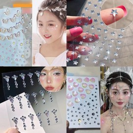 Face Multi-Art Sticker: Jewel Beauty Gems, Pearls & Rhinestones Star 4ea