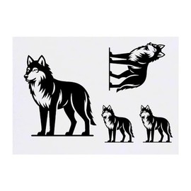 4 x 'Majestic Wolf' Temporary Tattoos - Water Resistant, Skin-Safe, Non-Toxic Transfers, Mixed Sizes (TO00073118)