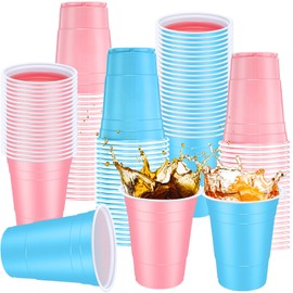 Jingmore 90pcs Pink and Blue Cups Party Supplies 16oz Disposable Plastic Cups for Gender Reveal Baby Shower Party Team Boy Girl Birthday Wedding Engagement Carnival Matrimony Bachelorette Decorations