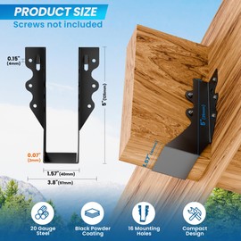 25 pcs 2x6 Joist Hangers Black Face Mount Joist Hangers , 2x6 Brackets Fits Truss Connectors,Rafter Brackets for Floor Deck and Ceiling Joists Q235B Steel Black Powder Coated