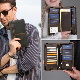 CONTACT'S Porta pasaporte familiar de piel para 6 con RFID y AirTag
