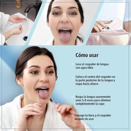 Set de 4 Cepillo de Lengua de Acero Inoxidable con Estuche de Transporte, Raspador de Lengua Acero Inoxidable, Kit de Limpieza Bucal para Limpiador de