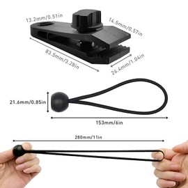 Tarp Clips, Tarp clips heavy duty and Ball Bungee Cords 24 Pcs, CLIO Tarp Clamps Heavy Duty Lock Grip, Tent Pool Awning Fasteners Clips with 6 Inch Bungee Ball Cords for Outdoor Camping Canopies Tarps Cargo Tent etc.