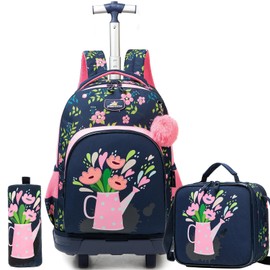 ZBAOGTW Girls Backpack with Wheels for School Rolling Backpack for Girls 8-12 Carry on Backpacks for Elementary Student Travel Casual Daypack Bags