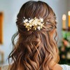Kesvb Flower Bride Wedding Hair Comb Rose Gold Leaf Bridal