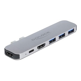 Delock USB C HUB for MacBook, 6-in-1, USB-C Adapter, Thunderbolt 3 Mini Dock, 2 x HDMI 4K, 3X USB 3.0, USB-C PD 60 Watt, 87753