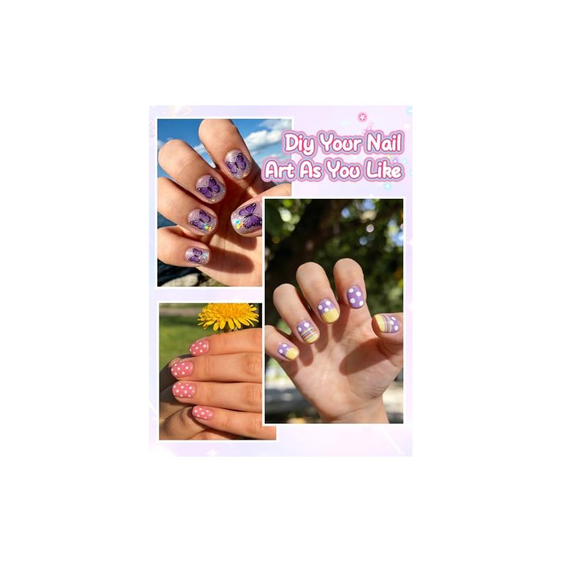EBANKU 240 uñas postizas para niños, cortas y transparentes, para