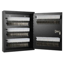 KYODOLED 100Keys Key Cabinet Organizer,Key Management Wall Mount,Large Keys Storage Lock Box,17"x 12.99" x 3.26" 100keys Black