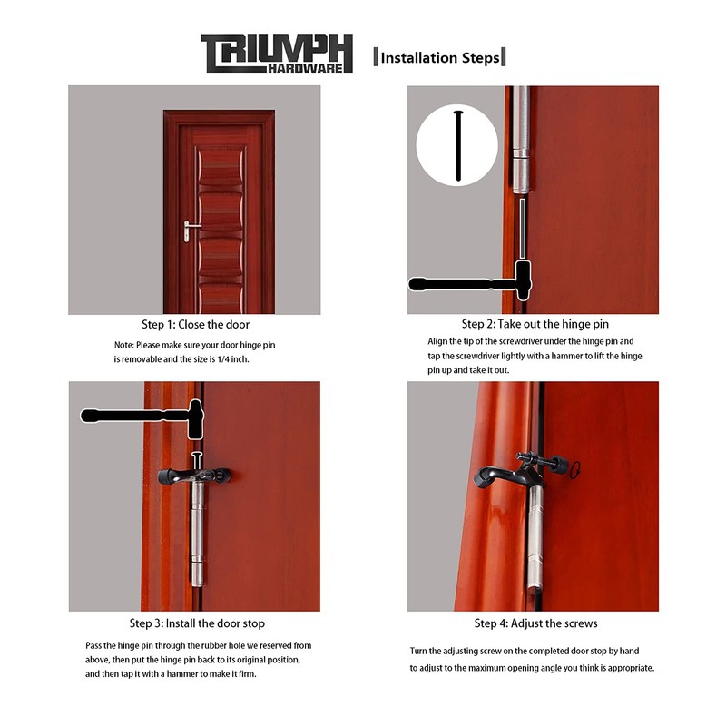 Midofar Triumph Hardware 2 Pack Hinge Pin Door Stopper,Adjustable Heavy