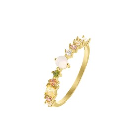 NOELANI 2036067 Women's Ring 925 Sterling Silver with Synthetic Zirconia Gold Comes in Jewellery Gift Box, Sterling Silver, Synthetic zirconia.