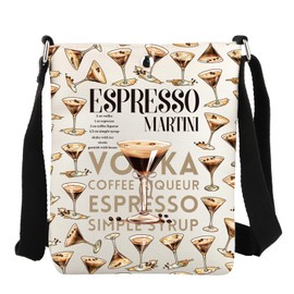 JYTAPP Espresso Martinis Crossbody Bag Martini Lover Gift Bag Coffee Lover Gift Martini Bag Cocktail Lover Bachelorette Gift (BEIGE)