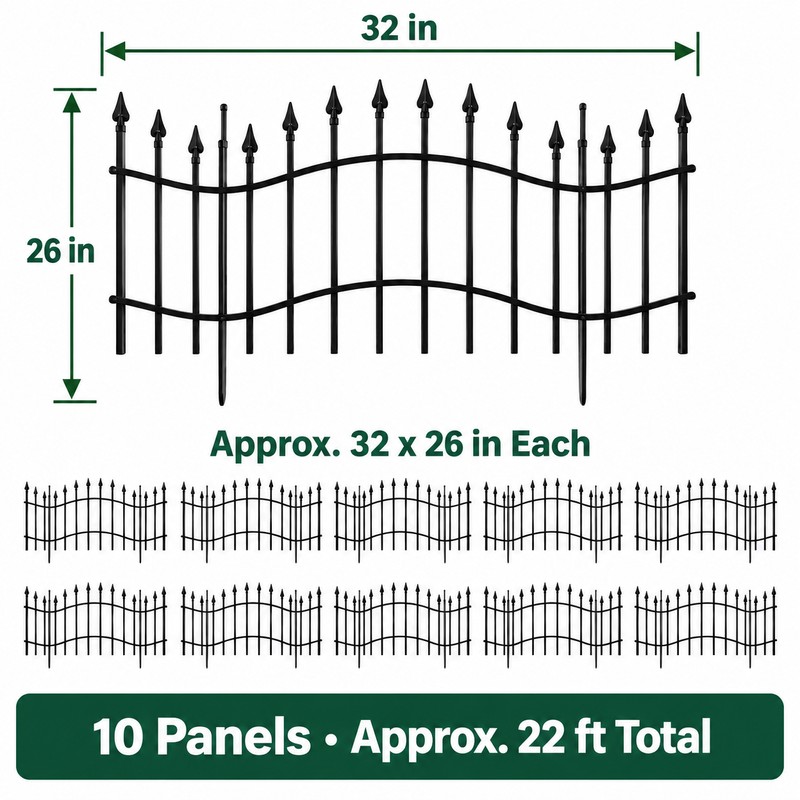 32 Inch No Dig Metal Garden Fence, 10 Pack 22