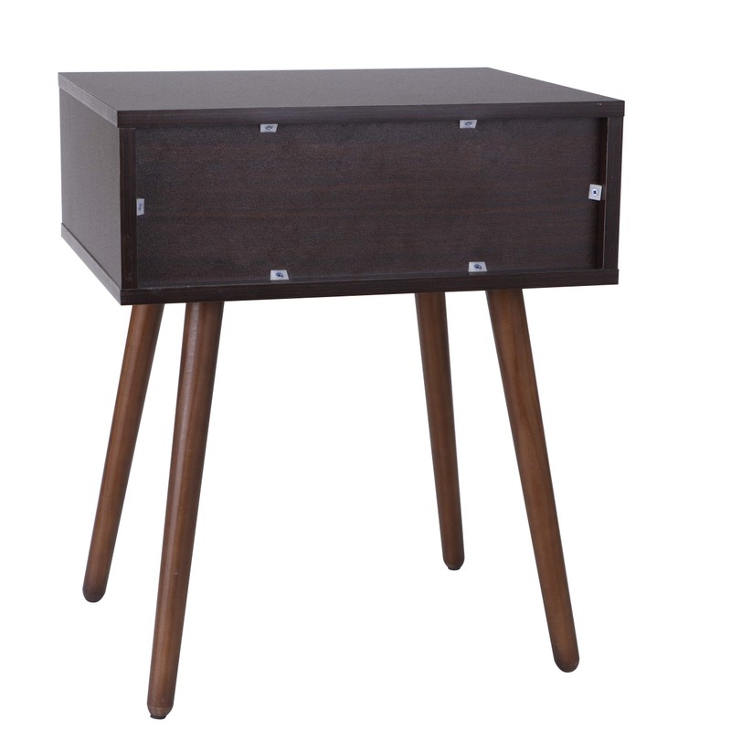 ZenStyle Walnut Brown/White End Table Sofa Table with Drawer, Side