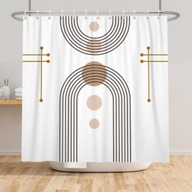 Sillsloso Mid Century Boho Shower Curtain Abstract Arch Sun Rainbow Modern Minimalist Geometric Aesthetic Shower Curtains for Polyester Fabric Bathroom Decorations 72x72 inch
