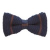 Navy Brown Line Knit Bow Tie bt00098