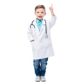 Rauoawby White Lab Coat for Kids - Doctor's with Working Stethoscope Toys Vet Coat Dress Up Costume for Toddler Boys (L)