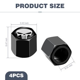 DACIRTY 4 PCS Long Tooth Skull Tire Valve Trim Caps, Temperature Resistant Alloy Valve Caps for Most Cars (White)