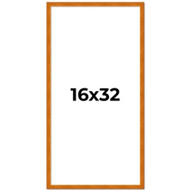 Poster Palooza 16x32 Frame Brown Honey Pecan Solid Wood Picture Frame | 0.75 Inch Moulding Width | with UV Acrylic Plexiglass, Foam Board Backing & Hanging Hardware Included